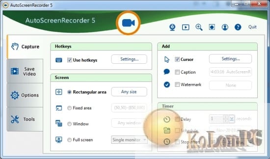 AutoScreenRecorder settings