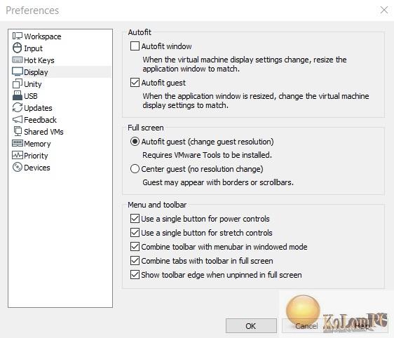 VMware Workstation Pro settings