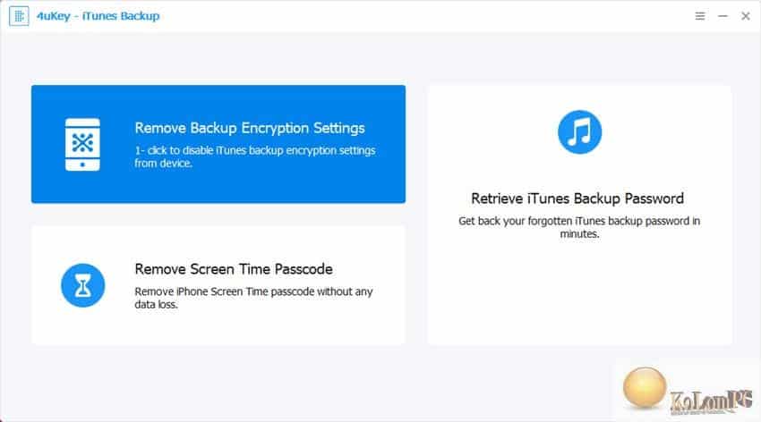 Tenorshare 4uKey iTunes Backup settings