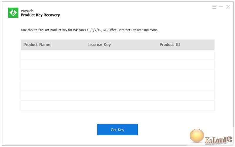 msin window in Product Key Recovery Product Key Recovery