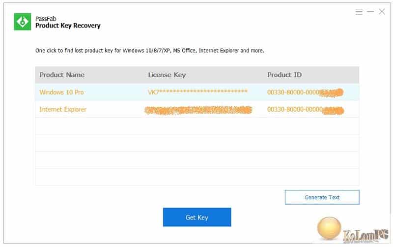 work in Product Key Recovery